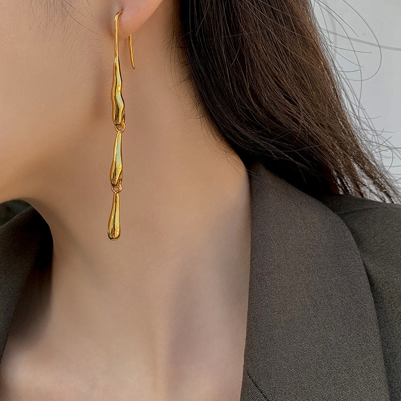 Personalized Joint Stitching Earrings Glossy